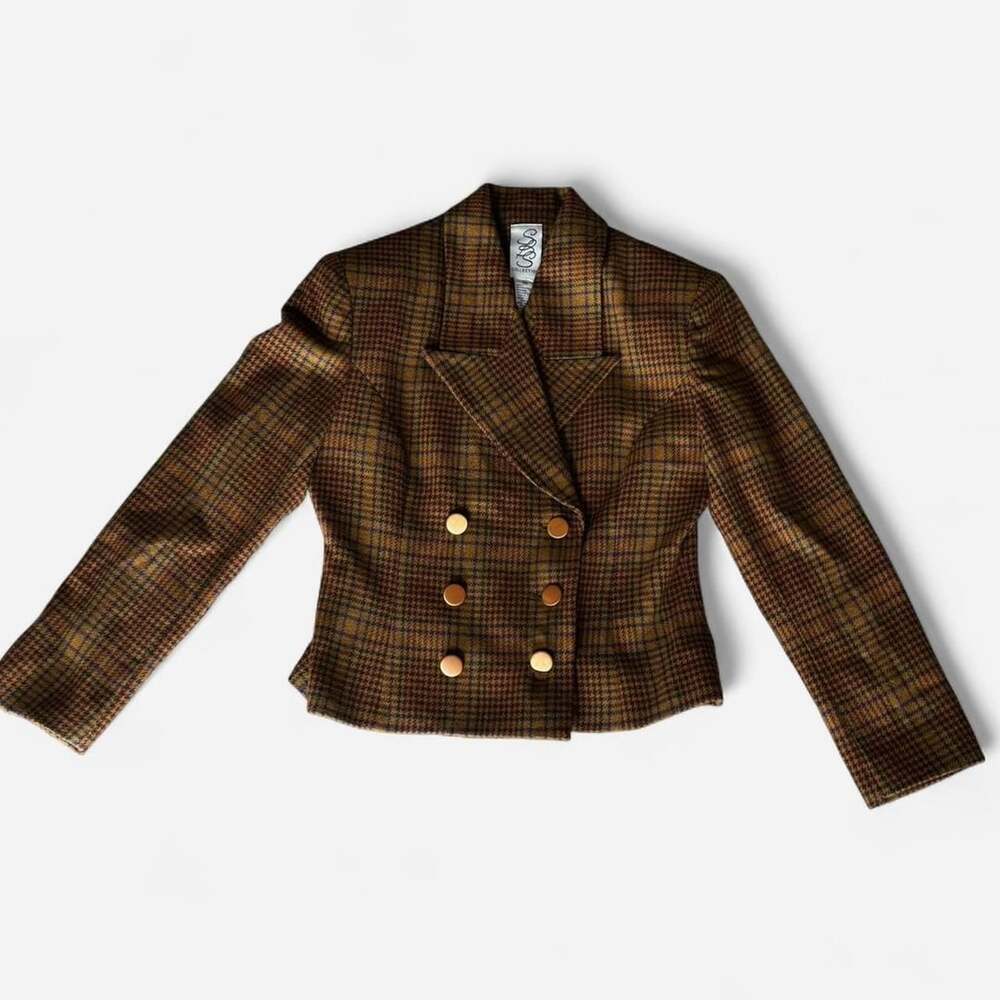 Cig Collection Vintage Houndstooth Double-Breasted Blazer Size 10